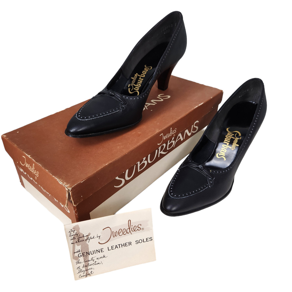 Vintage Shoes Womens 7.5 AAA Tweedies Suburbans "Glendale" Heels Pumps Black